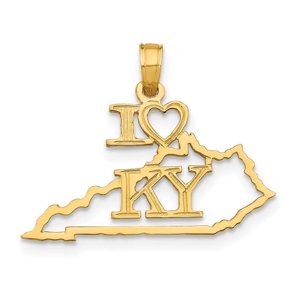10k Yellow Gold Mini Travel Solid Kentucky State Necklace Charm Pendant